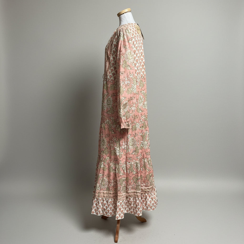 Jaded Gypsy peach and sage floral maxi dress, size S/M, NEW WITH TAGS!