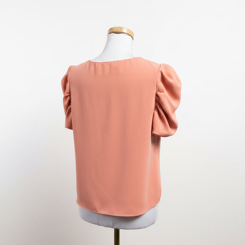 Amanda Uprichard coral puff sleeve blouse, size M, NEW WITH TAGS!