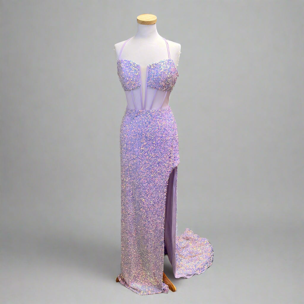 Alyce Paris lavender sequin dress, size 8, NEW WITH TAGS!