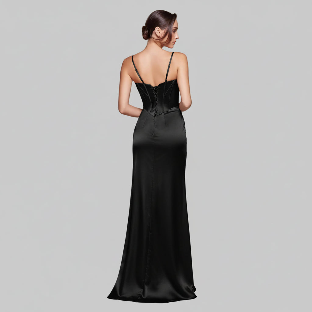 La Divine black satin dress, size 2, NEW WITH TAGS!