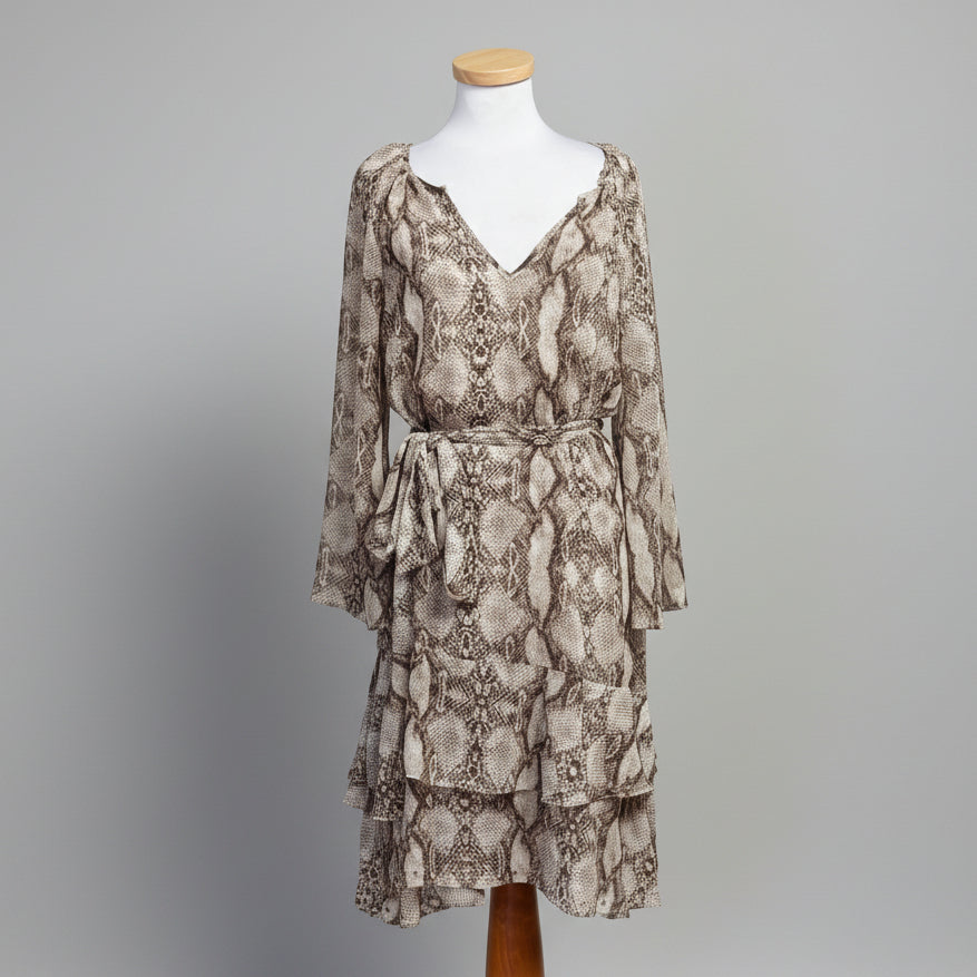 White House/Black Market tan python print dress, size L