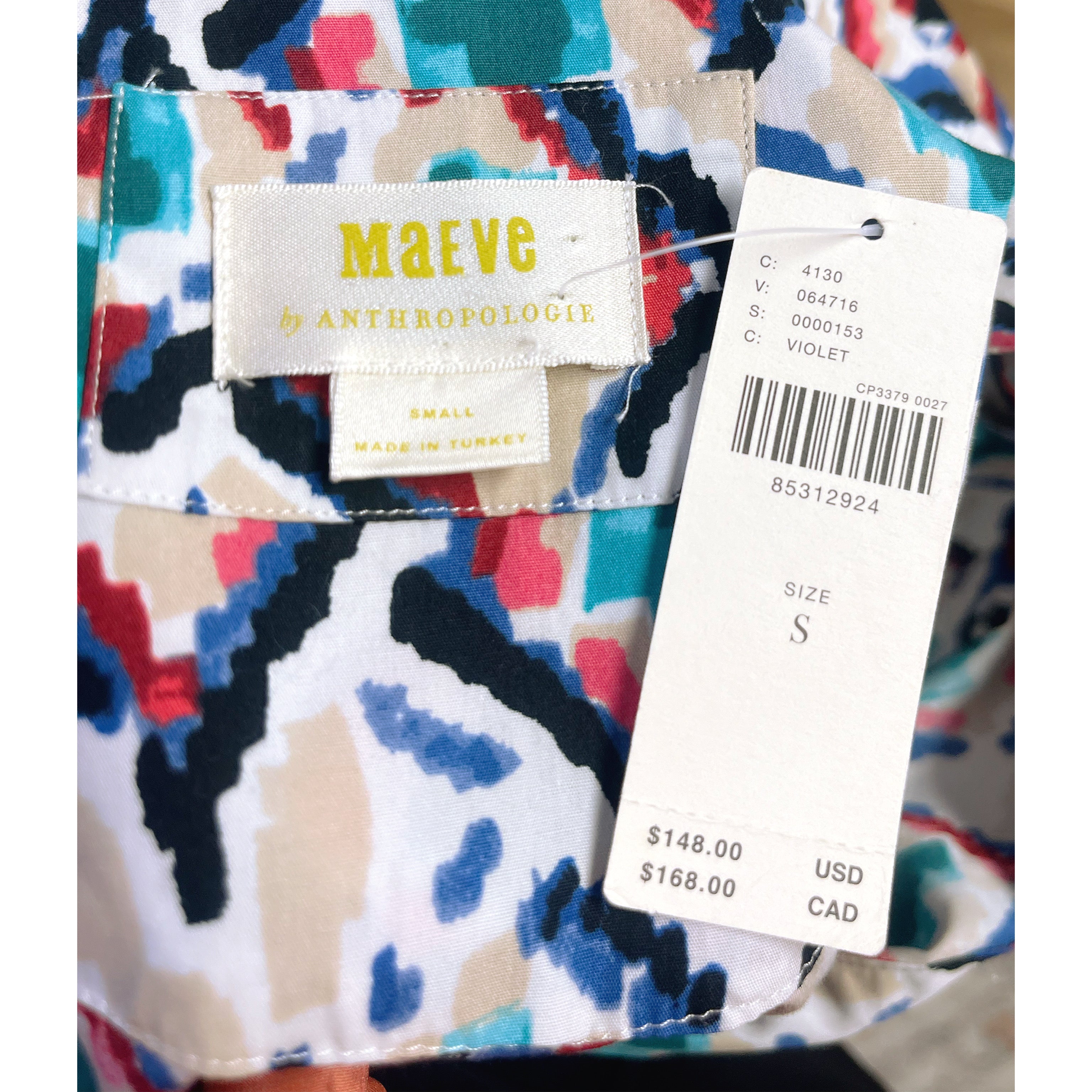 Maeve multi-color dress, size S, NEW WITH TAGS!