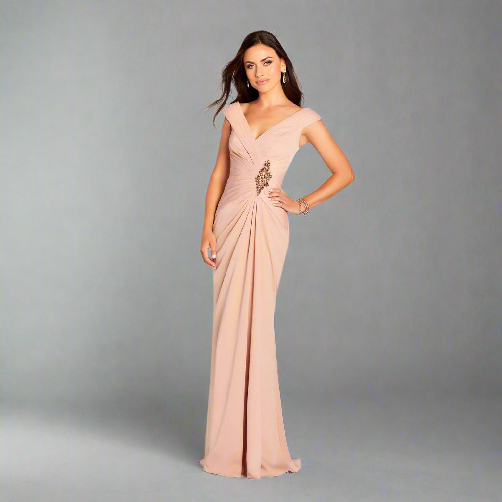 Cameron Blake champagne dress, size 8, NEW WITH TAGS!