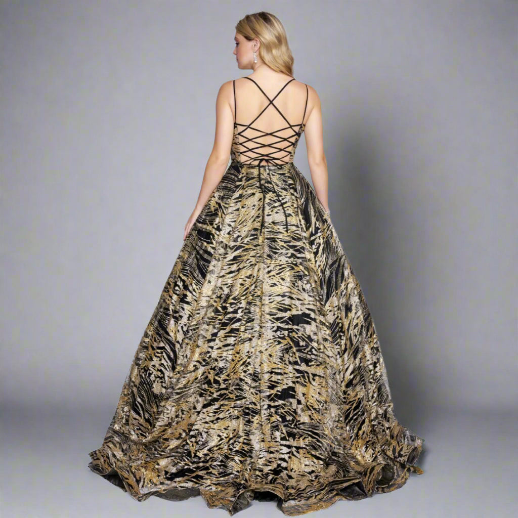 Nina Canacci black, gold, and silver dress, size 8, NEW WITH TAGS!