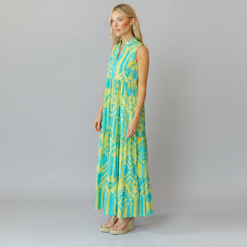 Sheridan French turquoise and lime Tessa dress, size S