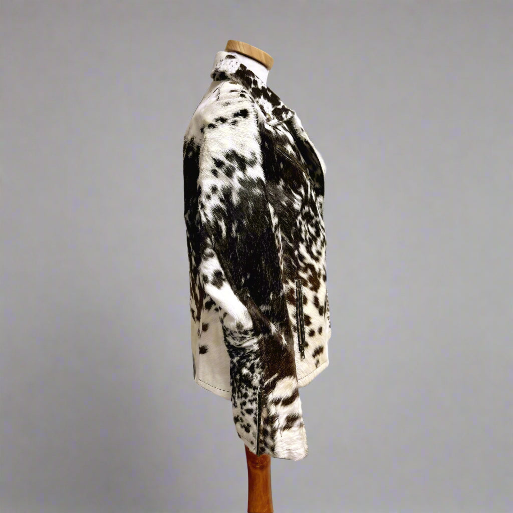 Charlie Leather brown and white Madison Moto Fur jacket, size XL