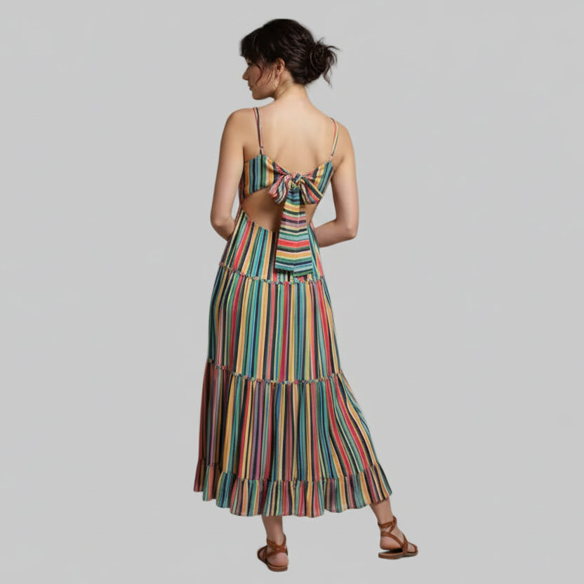 Love The Label aqua multi color stripes dress, size S