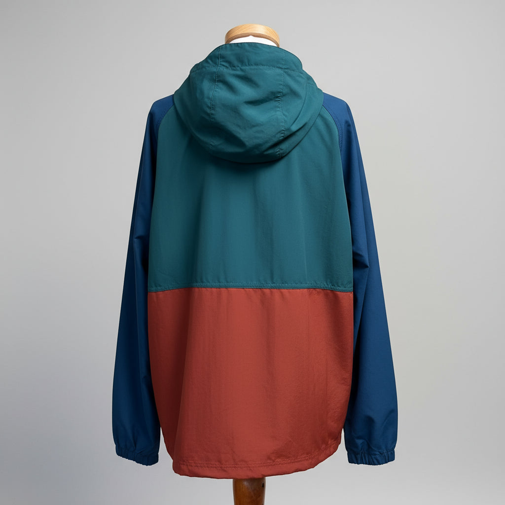 LL Bean teal multi-color anorak, size L