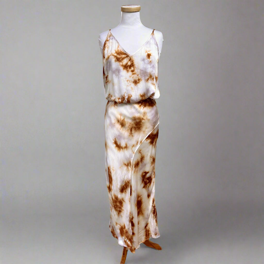 Young, Fabulous, and Broke brown tie dye dress, size L, NEW WITH TAGS!