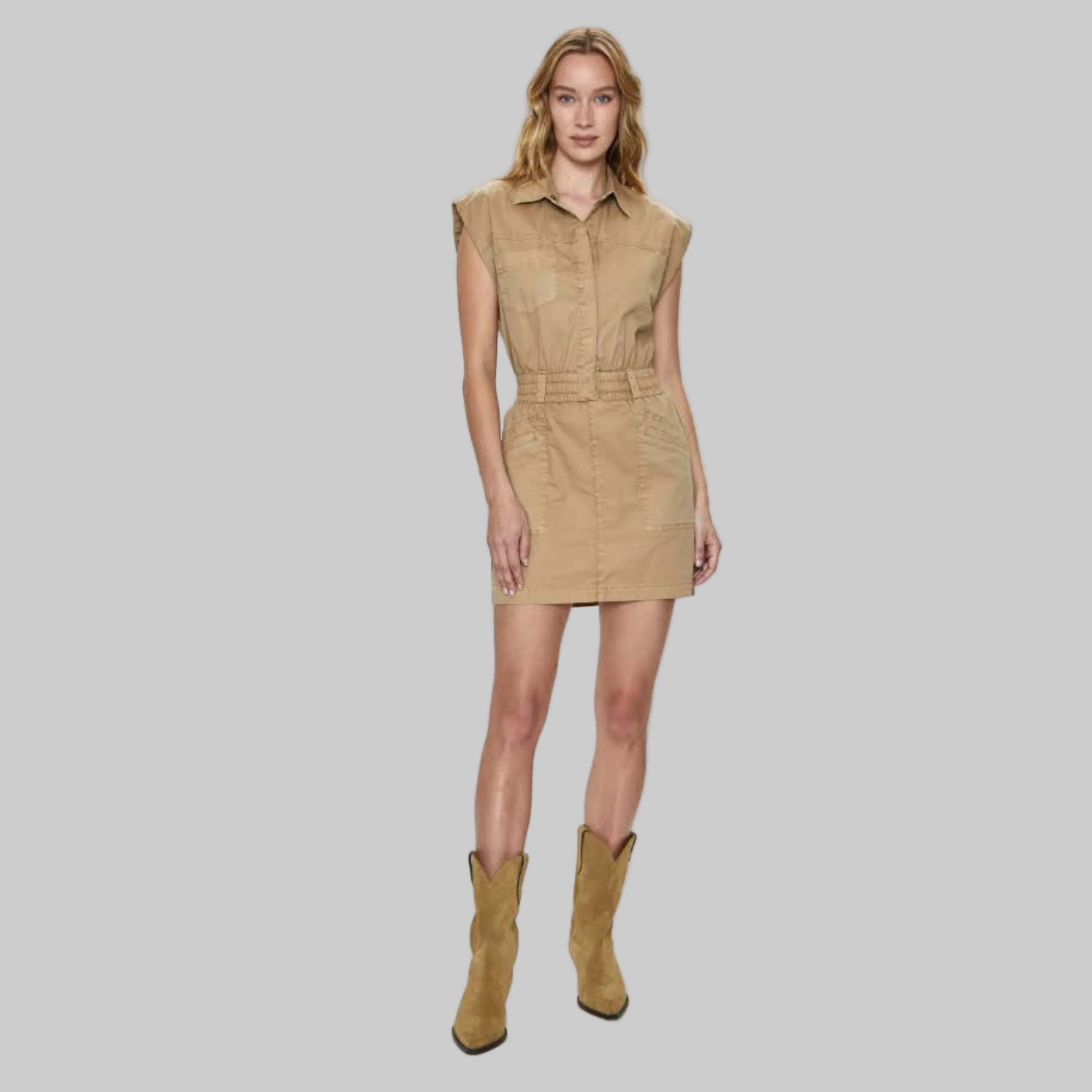 Pistola khaki Rosie Utility Mini dress, size M