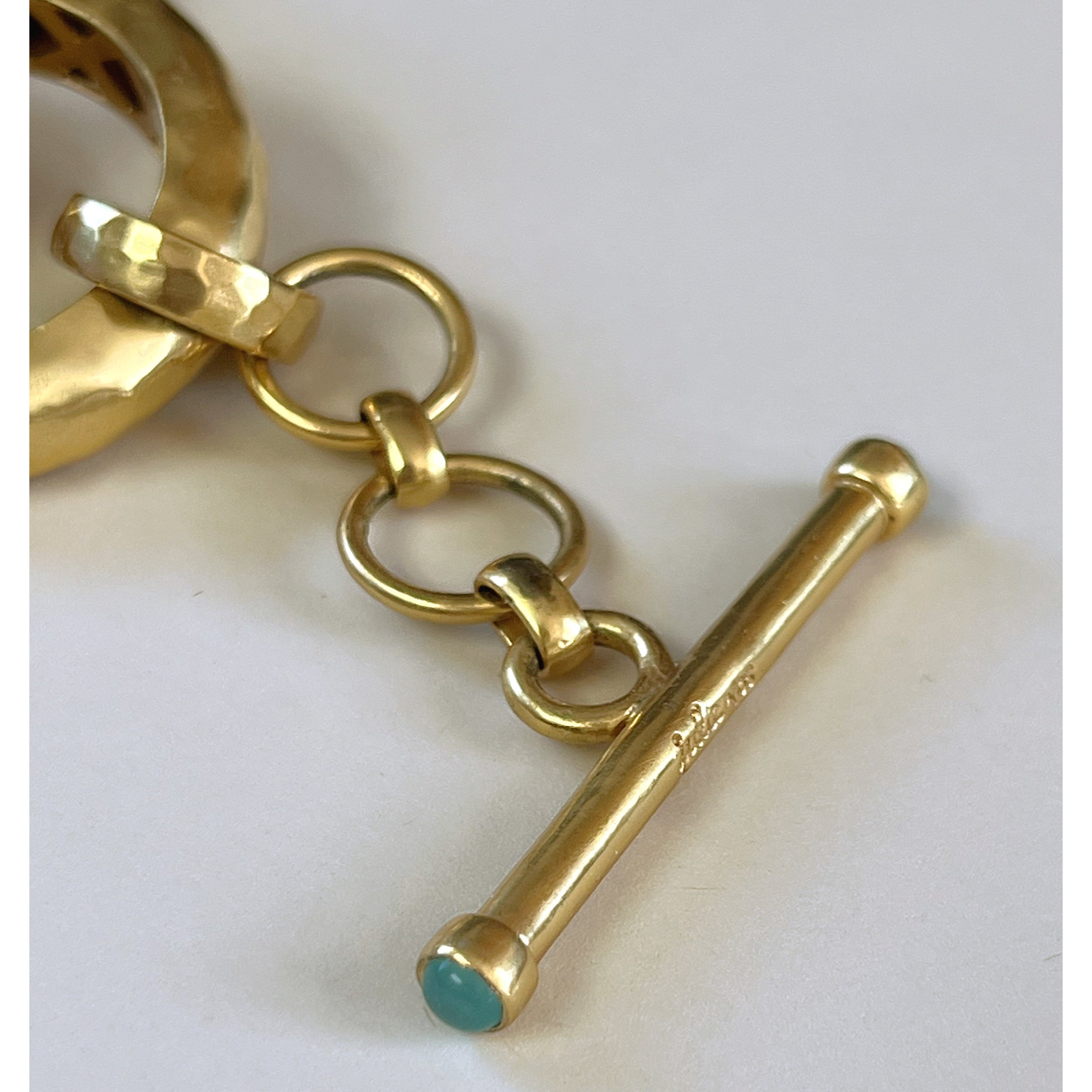 Julie Vos gold Catalina link bracelet with aquamarine