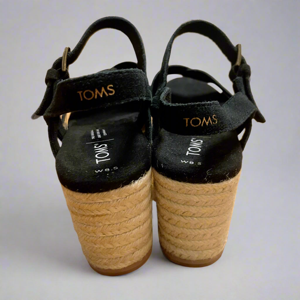 TOMS black Willow wedge, size 8.5, NEW IN BOX!