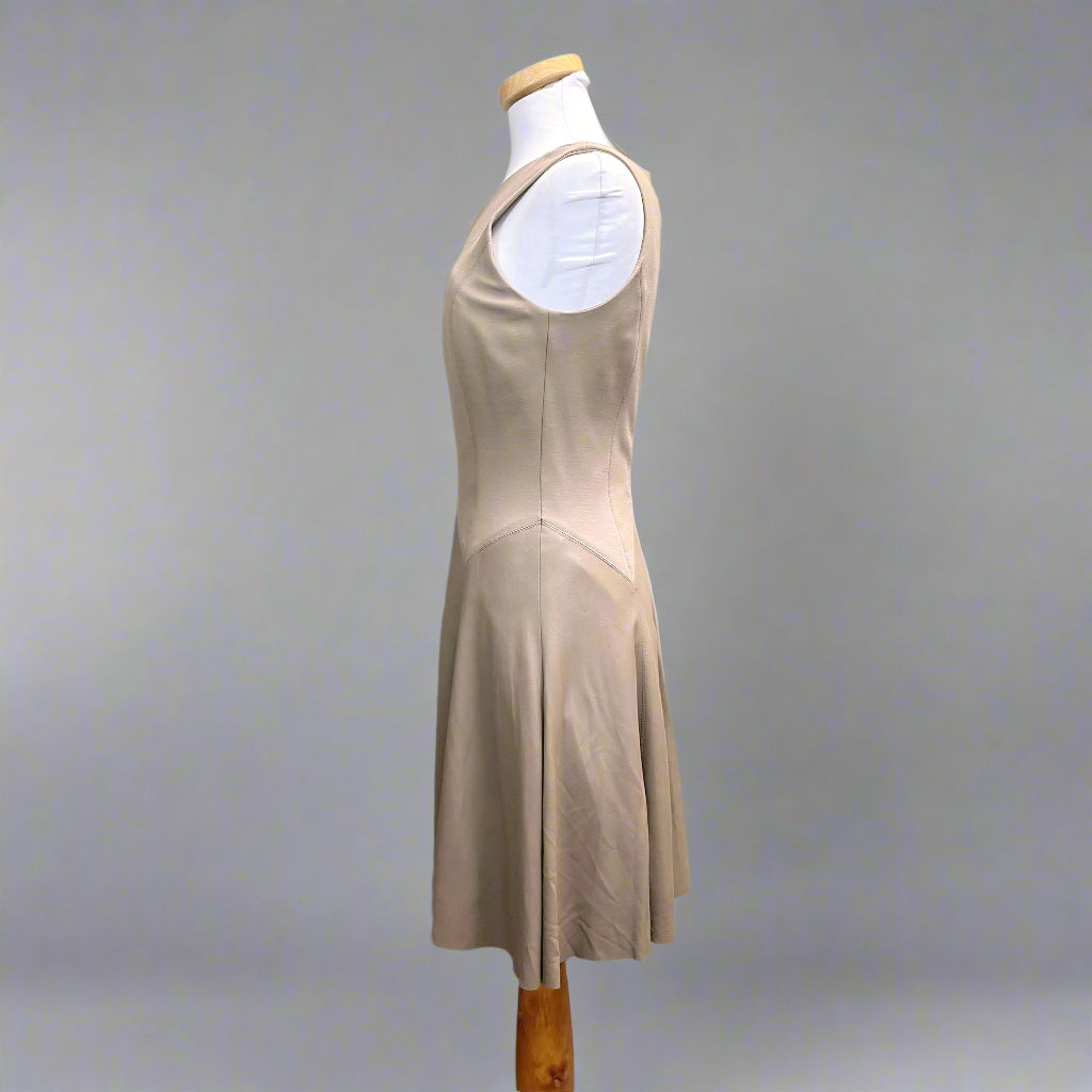 My Tribe taupe leather trim dress, size M, NEW WITH TAGS!