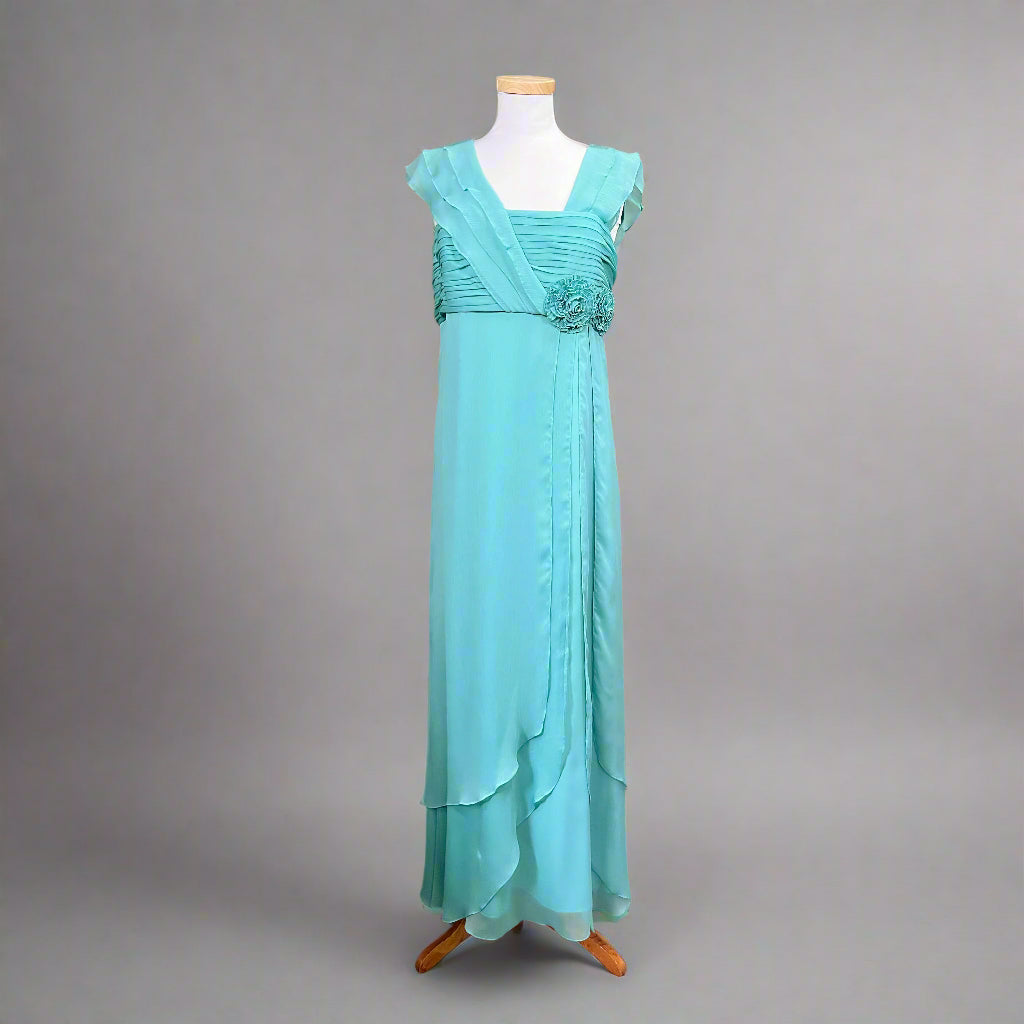 KM Collections aqua dress, size 16, NEW WITH TAGS!