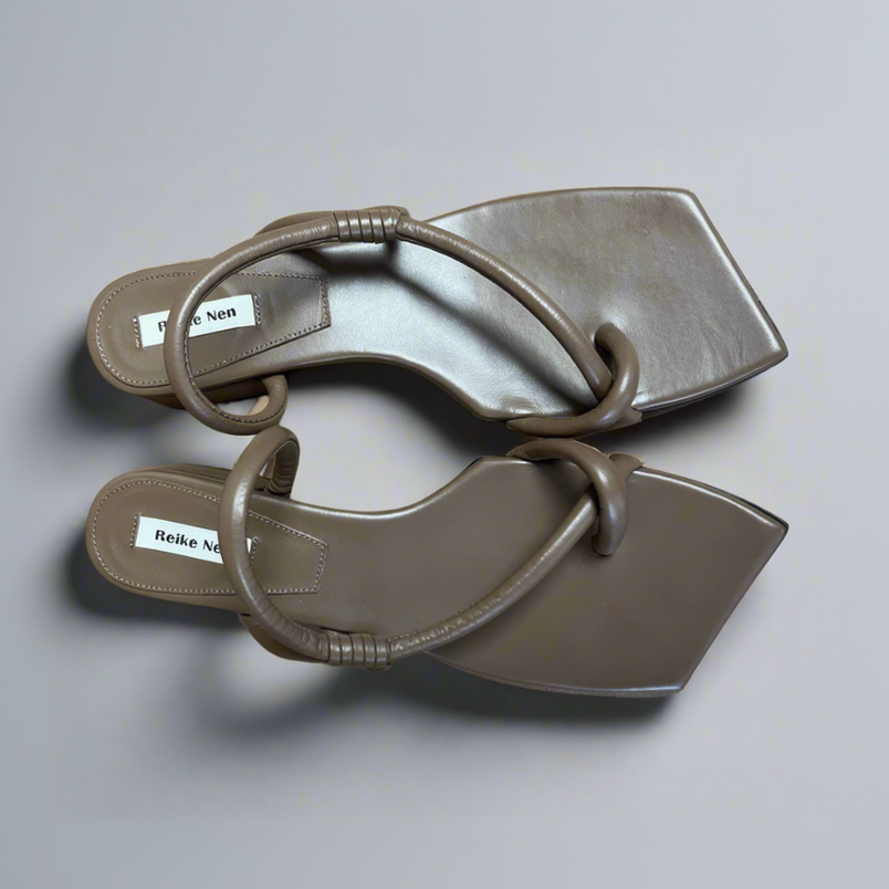 Reike Nen mocha leather Noodle sandals, size 39