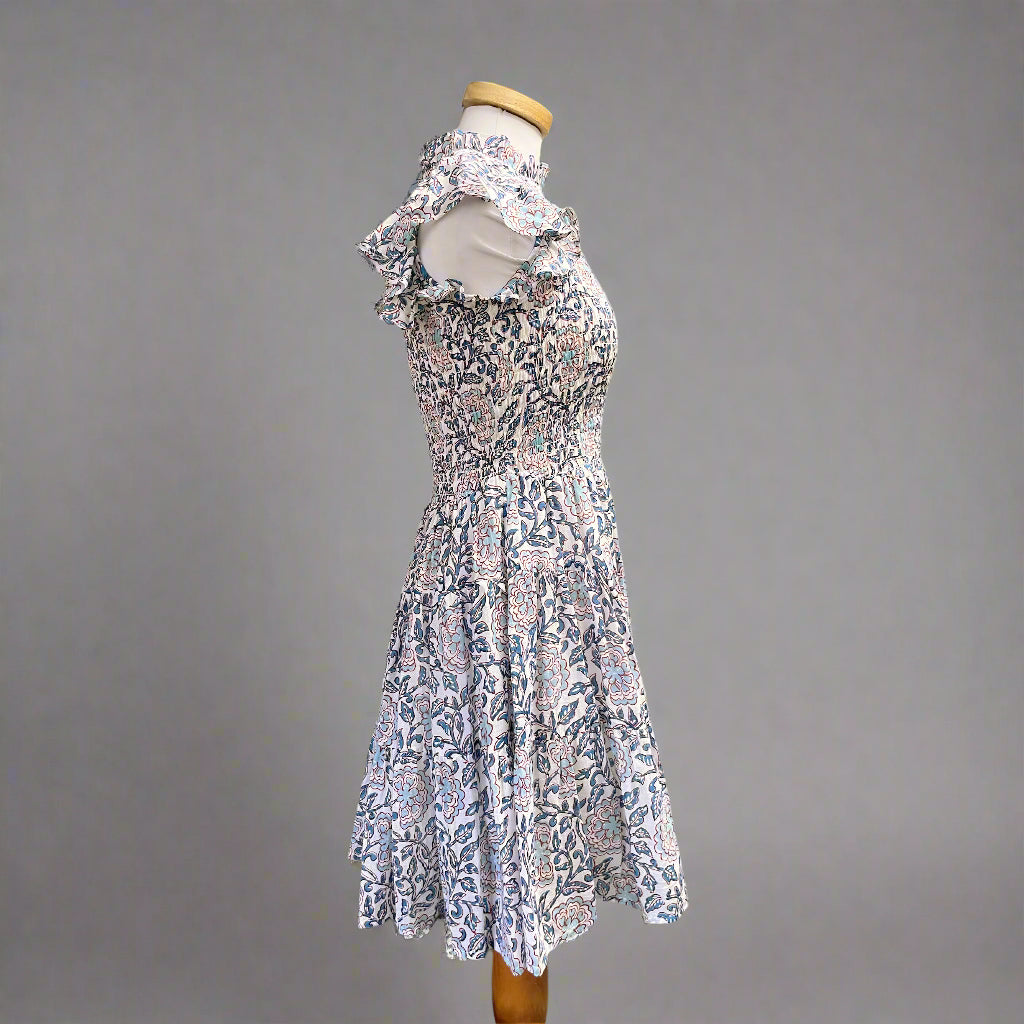 Oliphant red and blue floral dress, size S