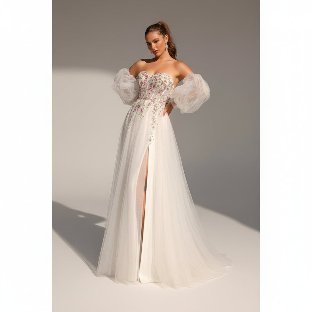 Amelia Couture white dress with embroidery sizes 2 & 6, NEW WITH TAGS!