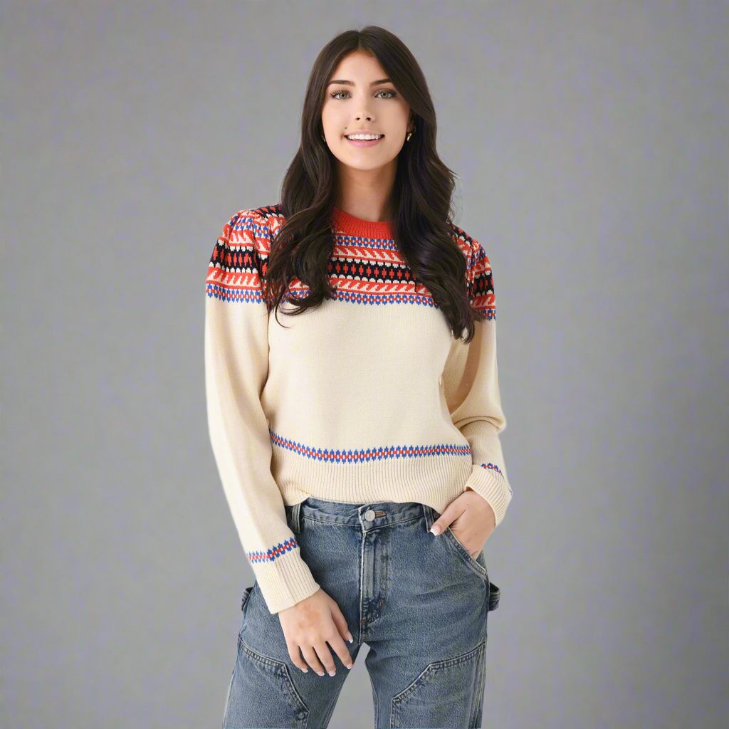 Hunter Bell cream Jackie Fair Isle sweater, size S