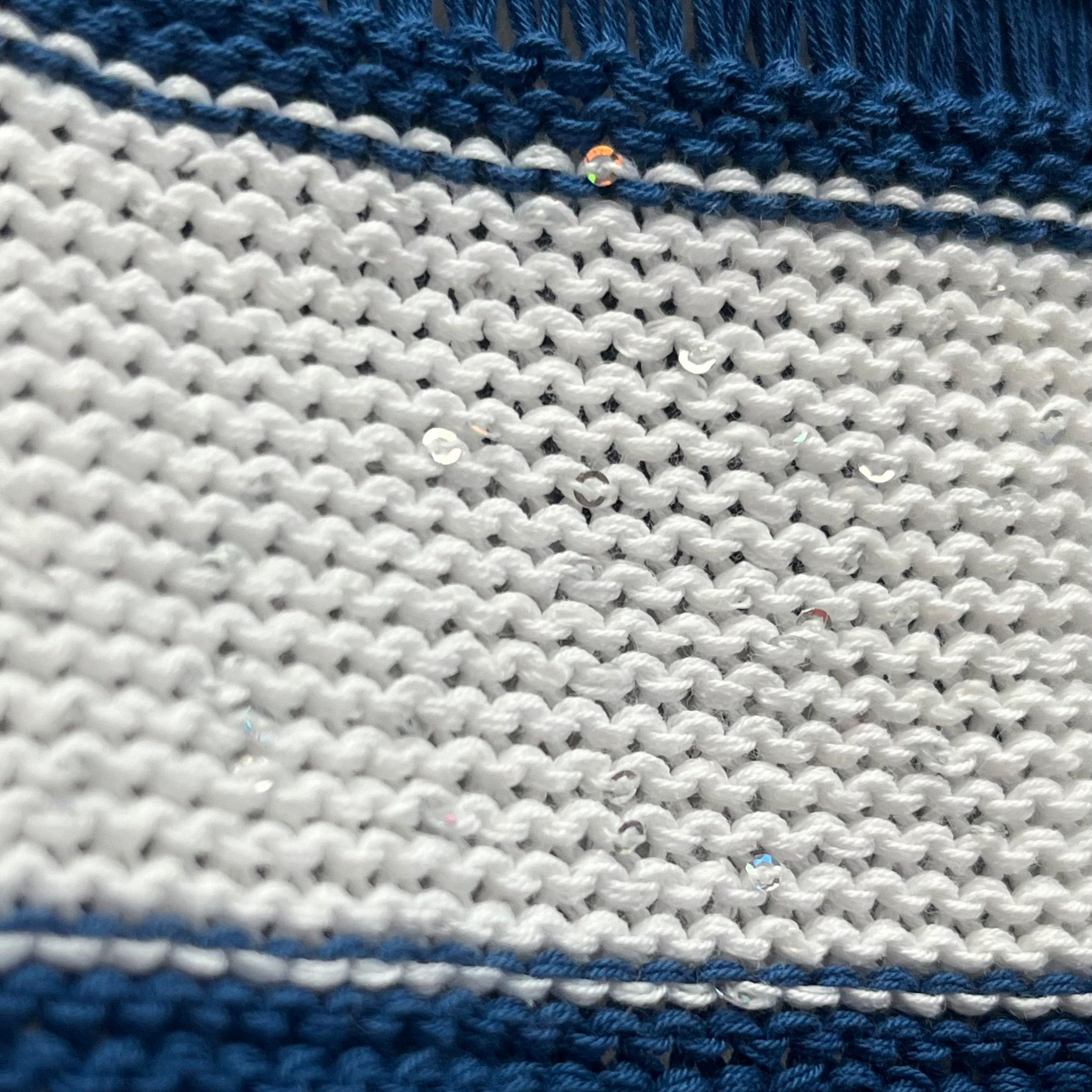 Leilian blue and white stripe sweater with sparkle, size S