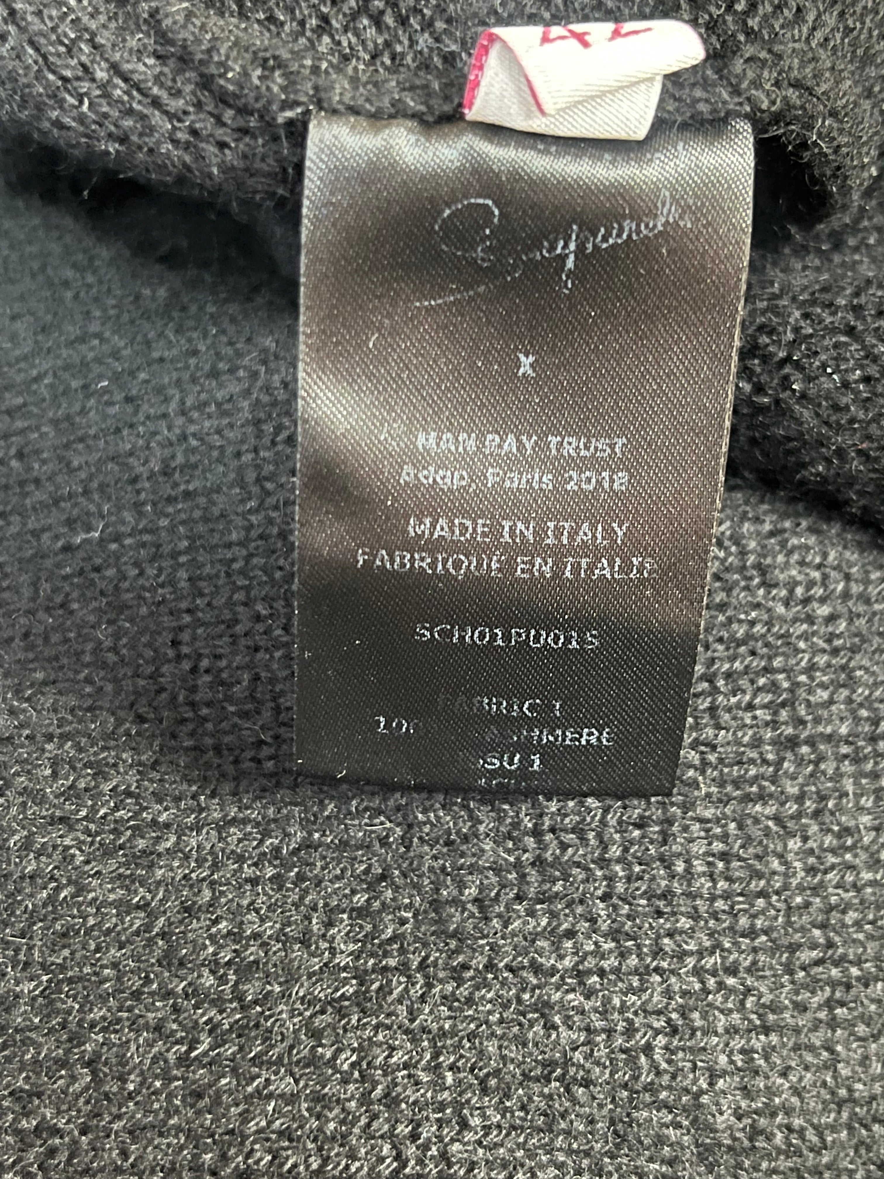 Schiaparelli black Man Ray Trust cashmere sweater with glasses design, size 42 (size 10)