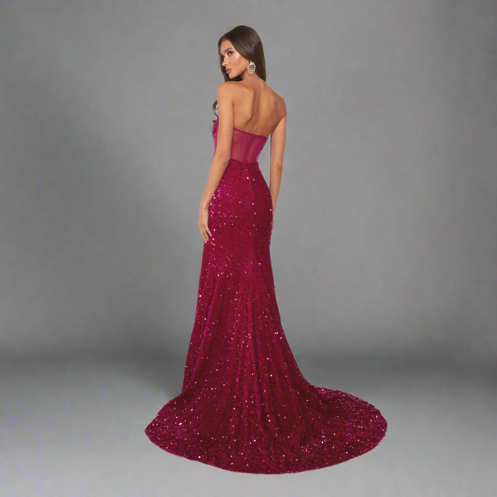 Alyce Paris raspberry plush sequin dress, size 6, NEW WITH TAGS!