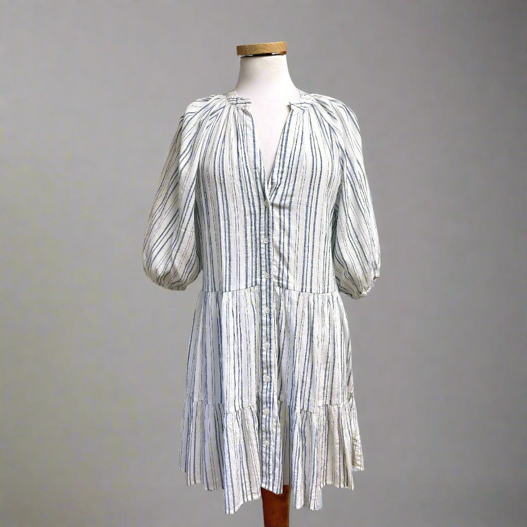 Apiece Apart blue and white striped Las Alturas dress, size XS