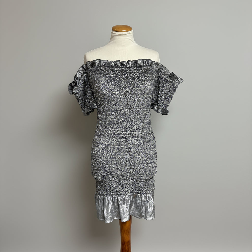 Petersyn silver velvet dress, size S, NEW WITH TAGS!