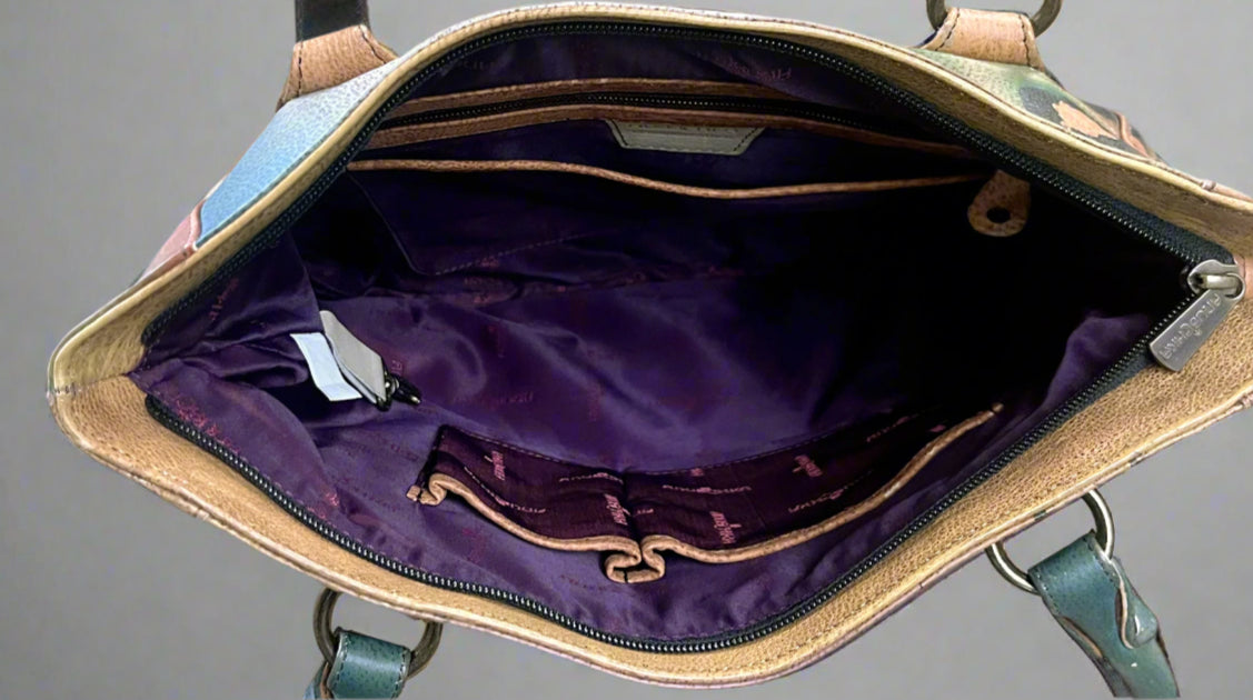 Anuschka leather peacock design bag & wallet, BRAND NEW!