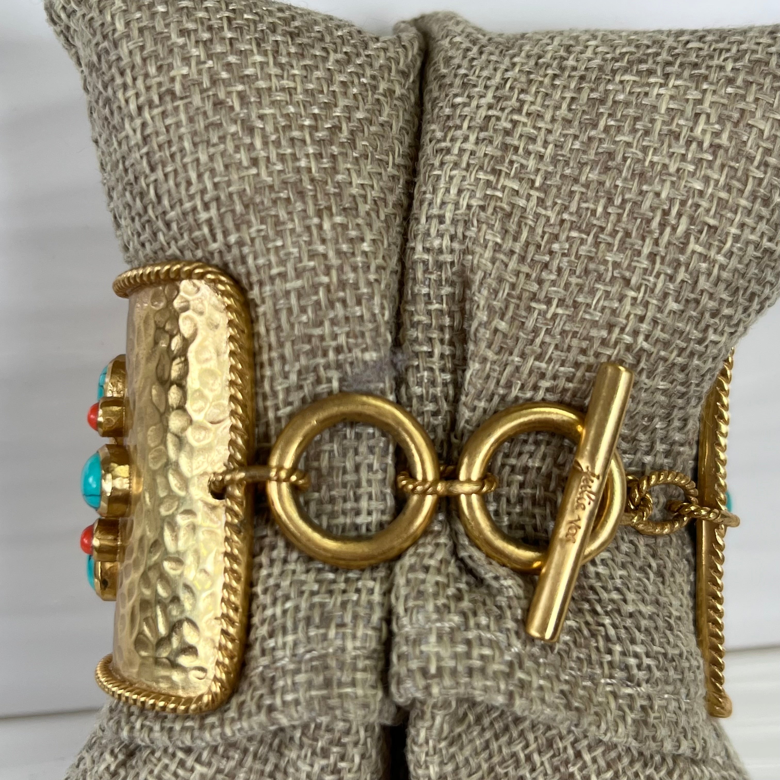 Julie Vos gold, turquoise, and coral bracelet