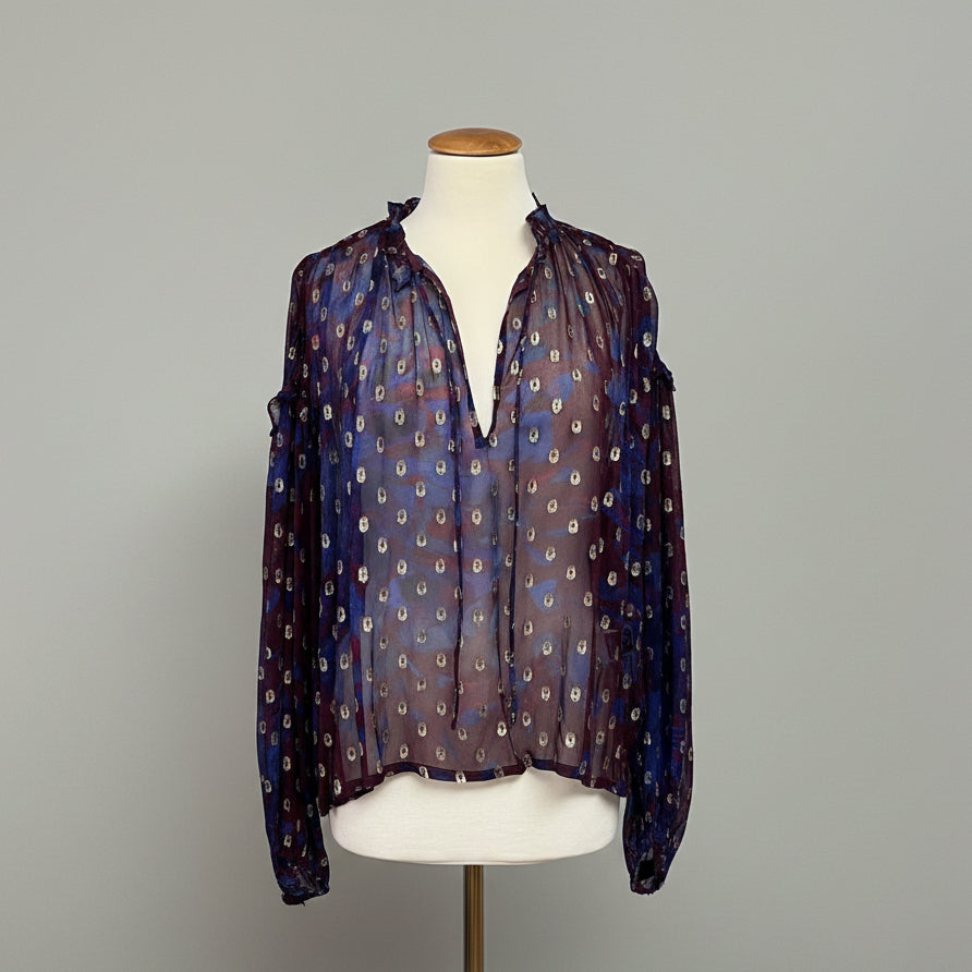 Cleobella purple and gold Dara print blouse, size XS, NEW WITH TAGS!