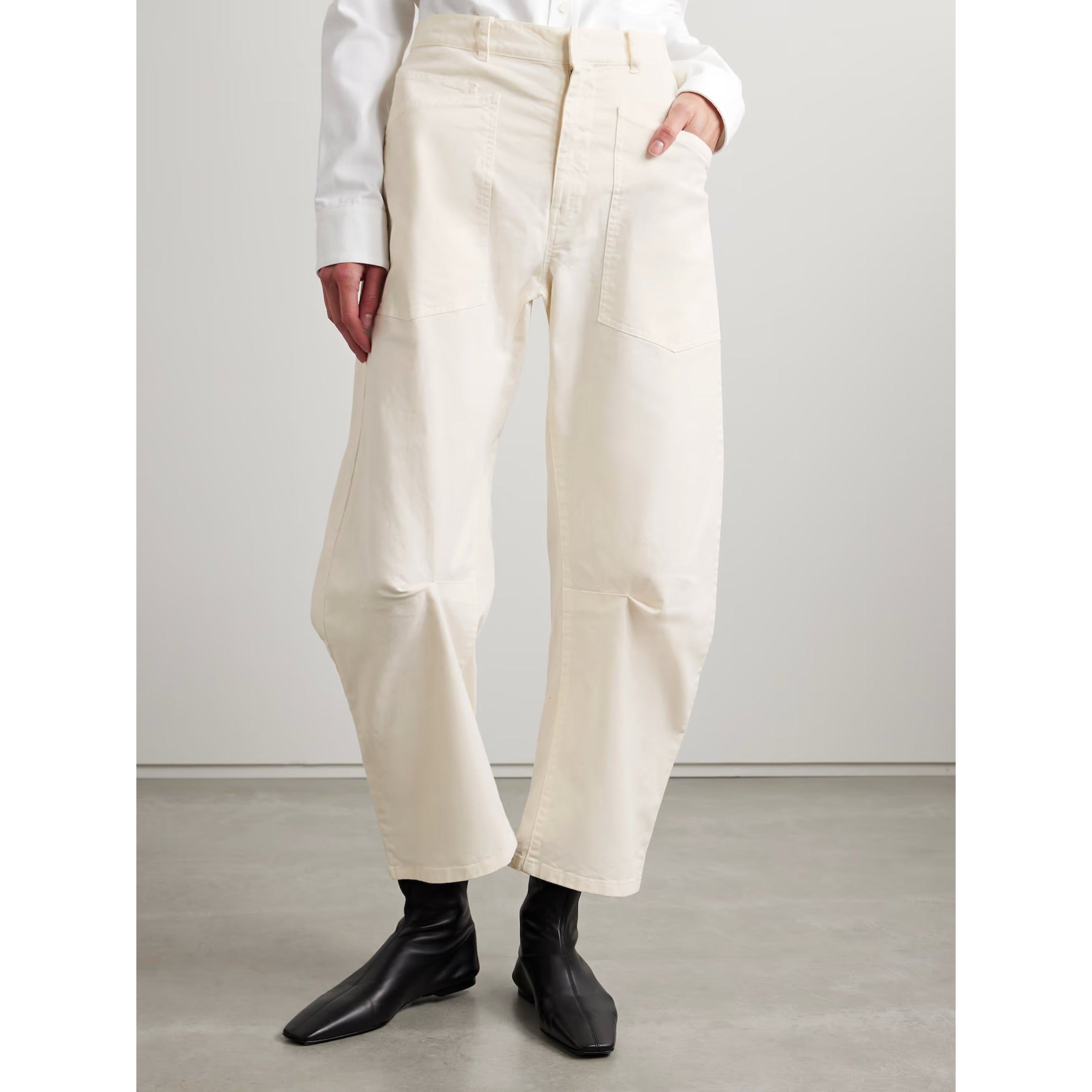 Nili Lotan ivory cotton Shon pants, size 0