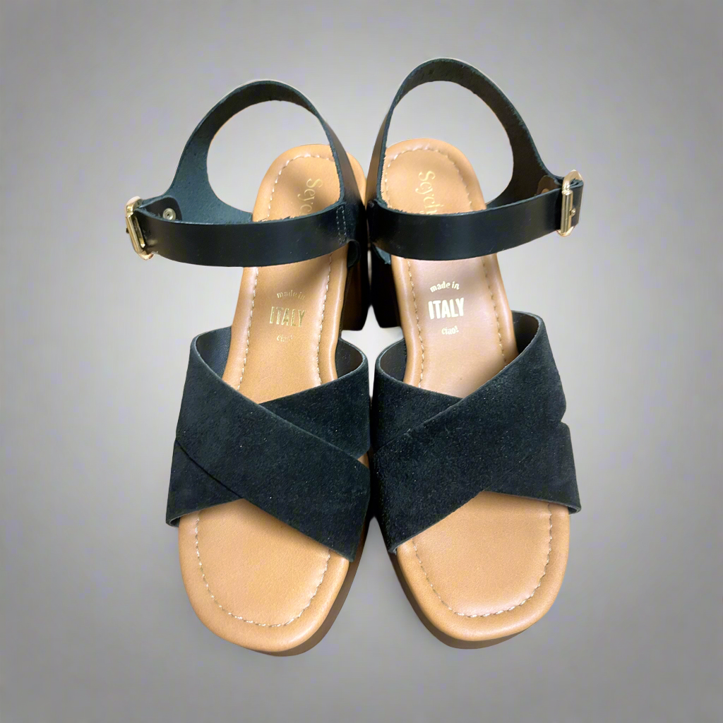 Seychelles black Paloma platform sandals, size 7.5