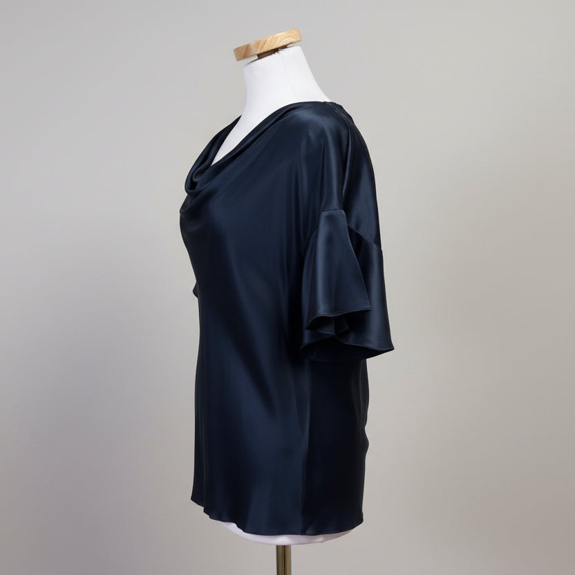 Elie Tahari navy silk blouse, size S, NEW WITH TAGS!