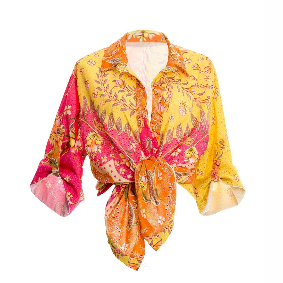 Agua Bendita orange, yellow, and pink Chrissy Lula coverup, size M