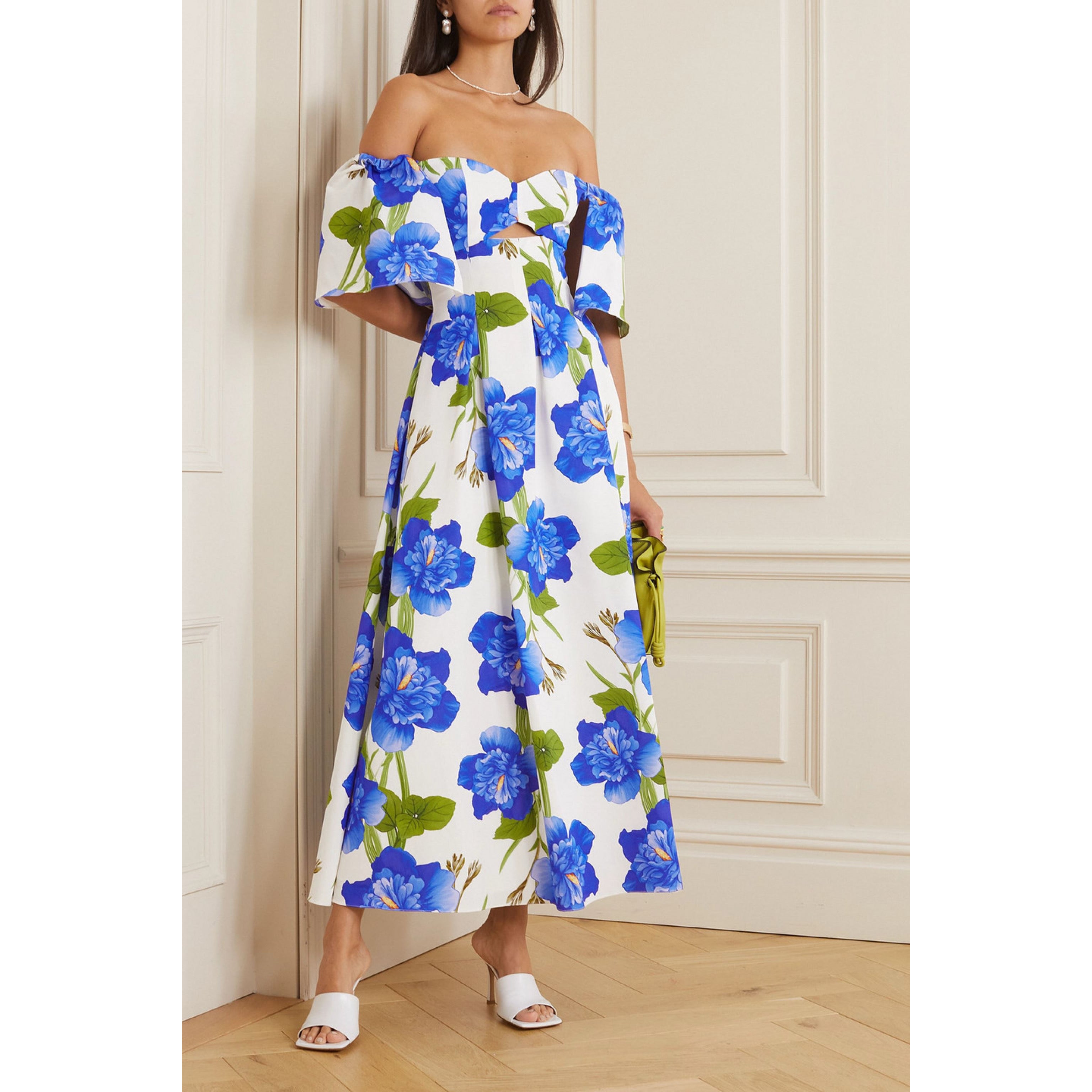 Borgo de Nor blue floral Giovanna dress, size 2
