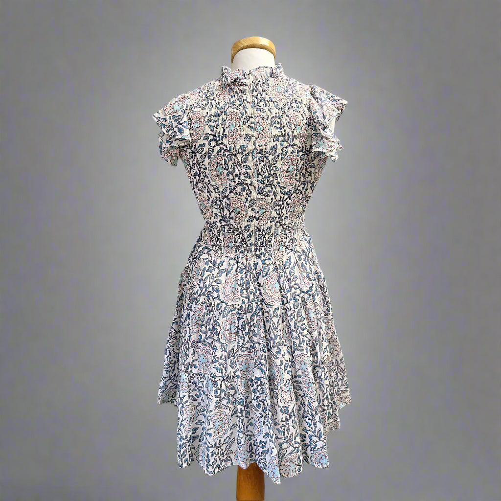Oliphant red and blue floral dress, size S