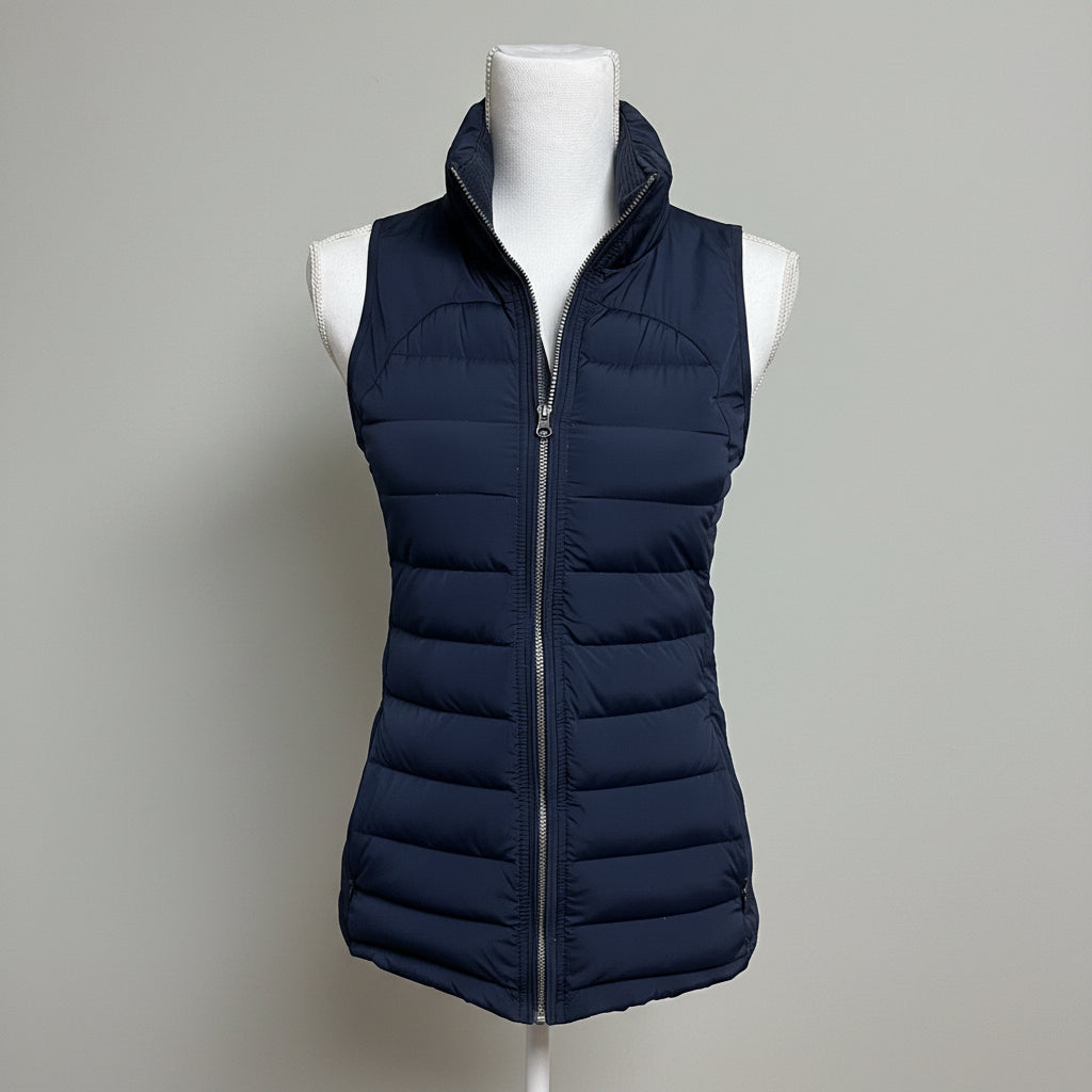 Lululemon navy Fluffed Up vest, size 4