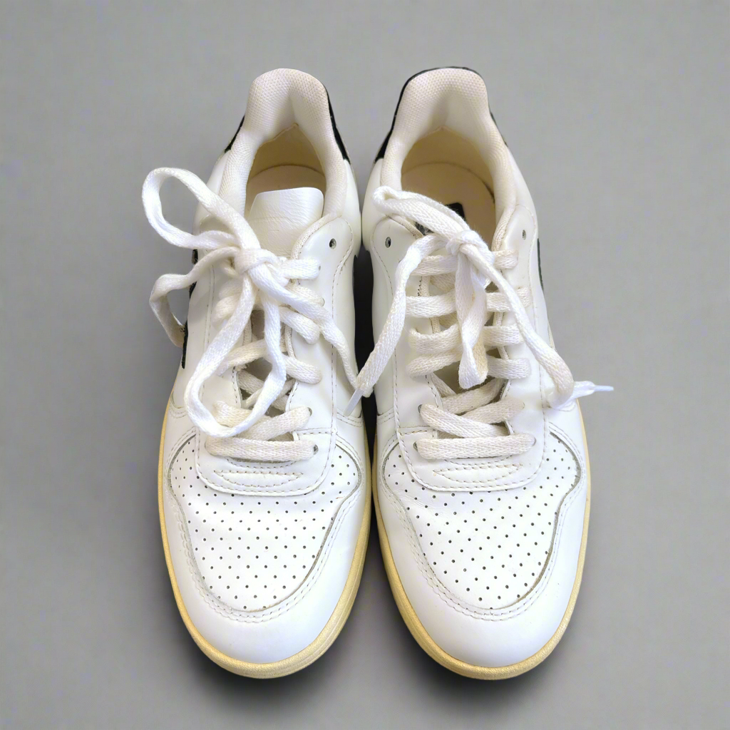 Veja white and black V10 sneakers, size 6