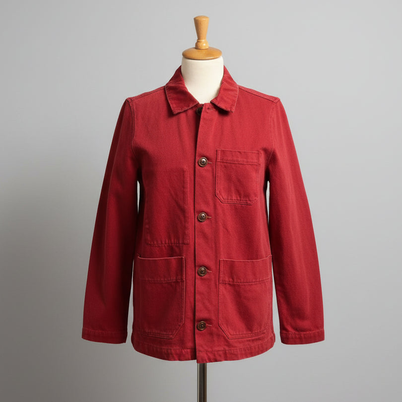 Alex Mill red recycled denim work jacket, size XXS