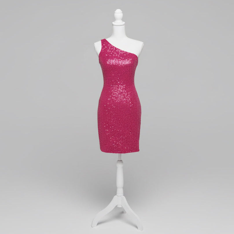 Ed Young pink mini off-shoulder dress, size XS