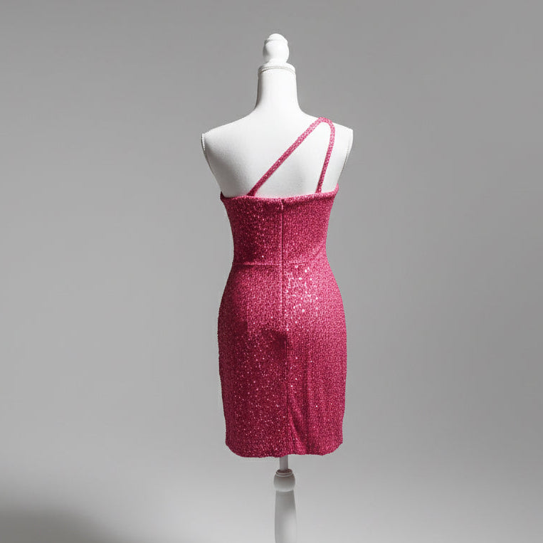 Ed Young pink mini off-shoulder dress, size XS