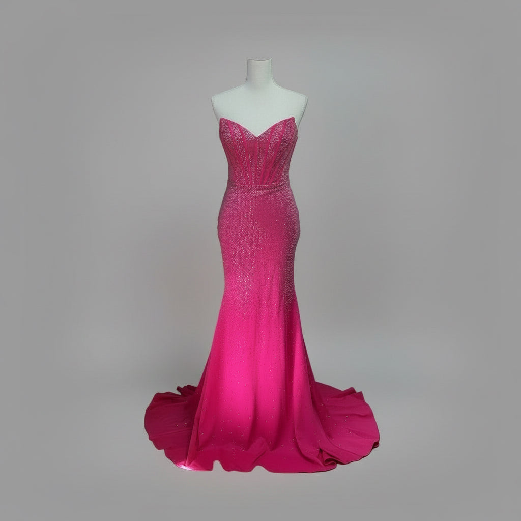 Mori Lee pink strapless corset jeweled dress, Size 0