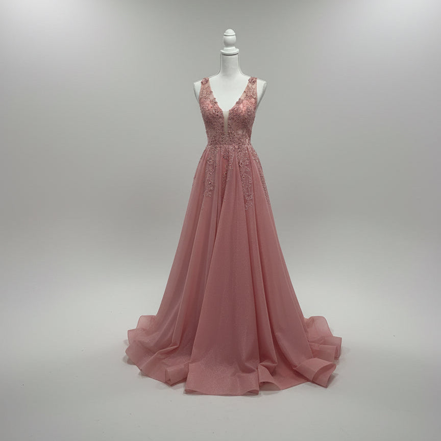 Aspeed blush beaded glitter a-line dress, Size XS