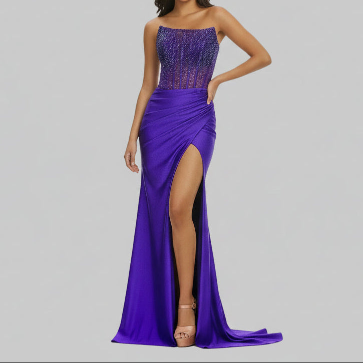 Ashley Lauren purple strapless corset dress, Size 4