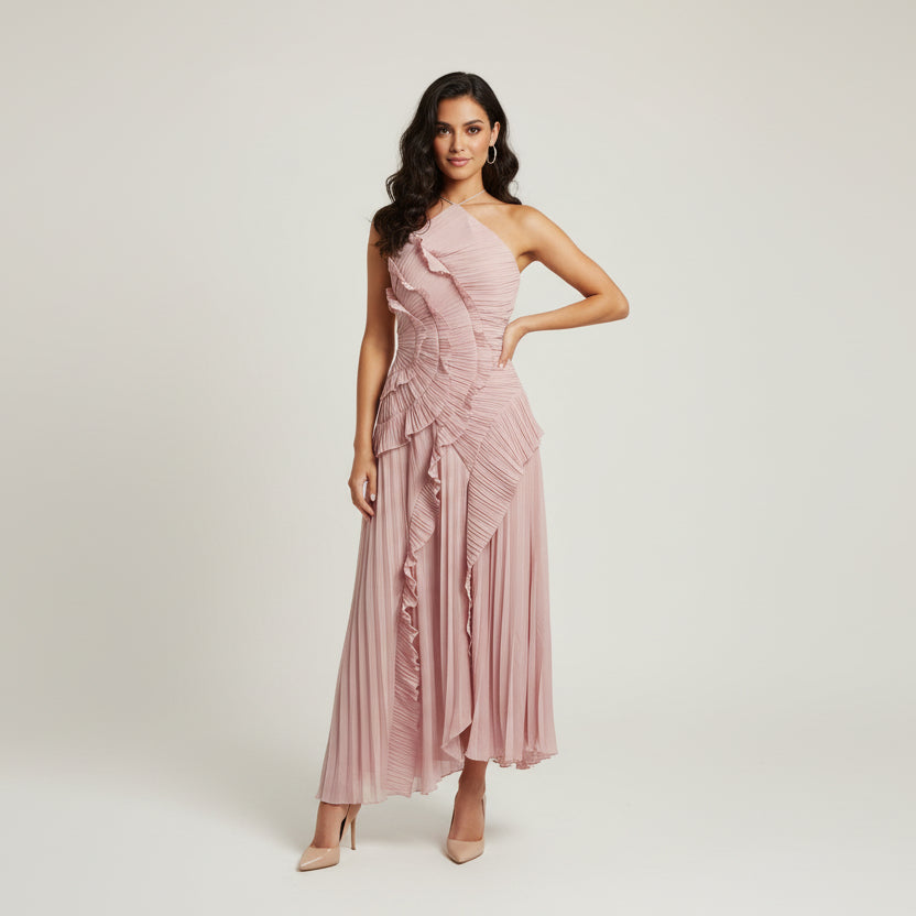 Venisse pink Catherine ruffle dress, Size L