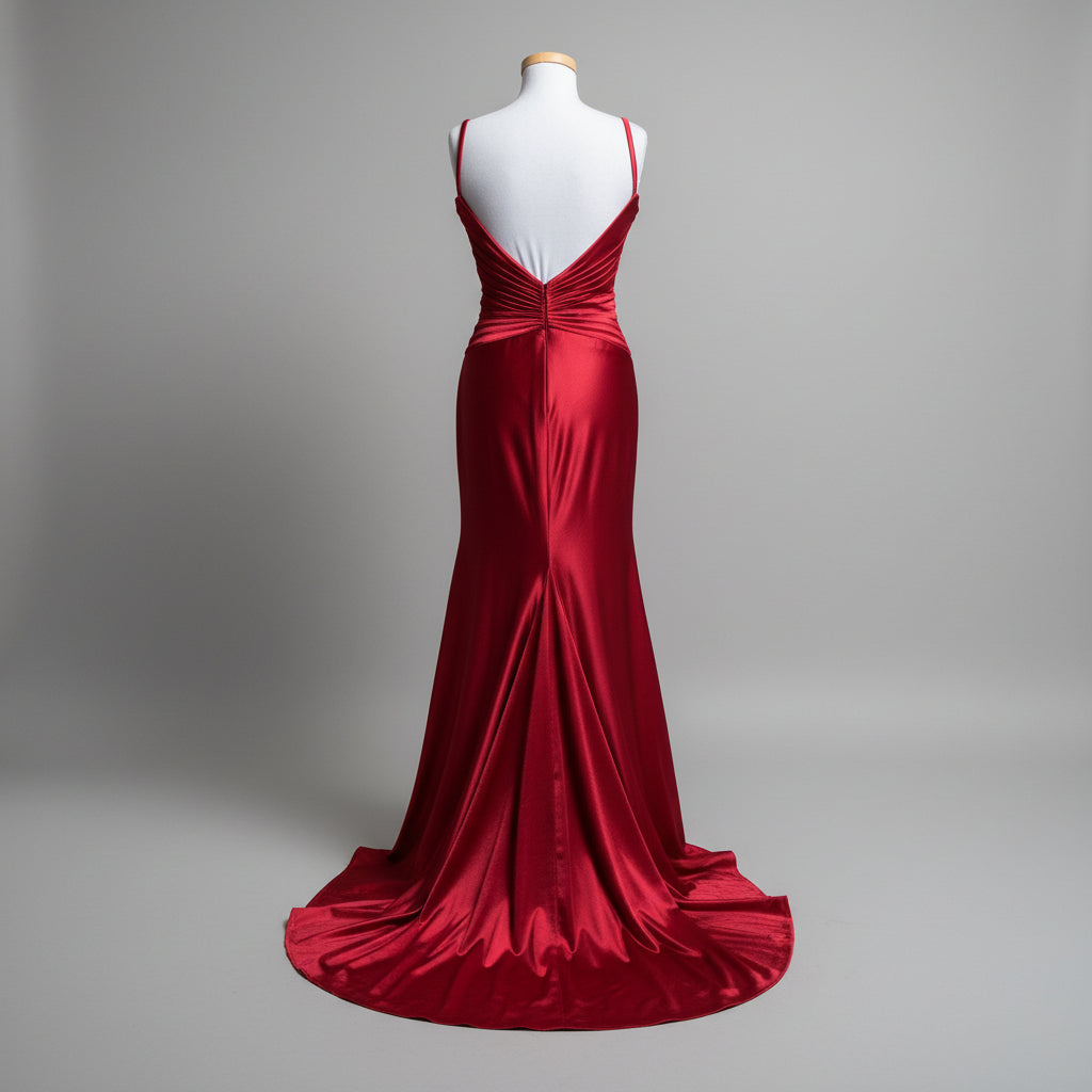 Ed Young red glimmer satin dress, size L