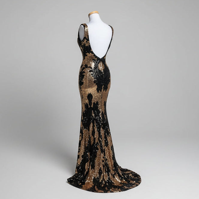 Jovani black and gold sequin dress, size 2.