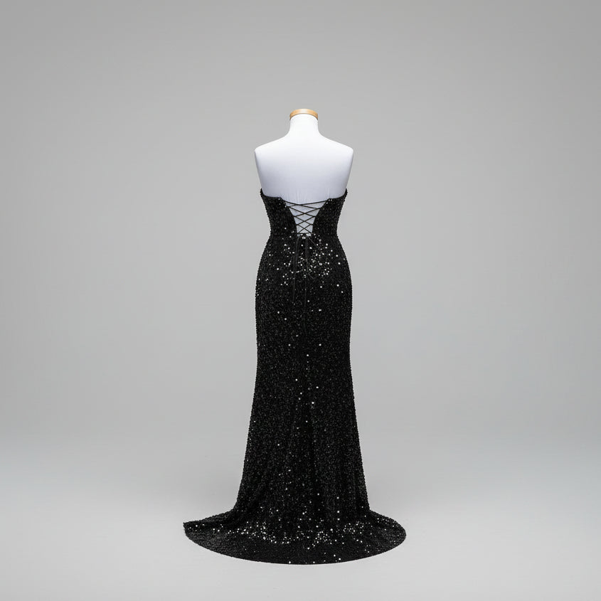 Camille La Vie strapless black sequin dress, Size 2
