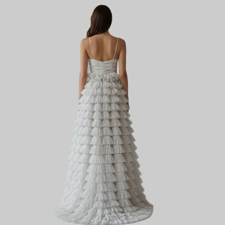 Camille La Vie floral ruffle ballgown, size 8