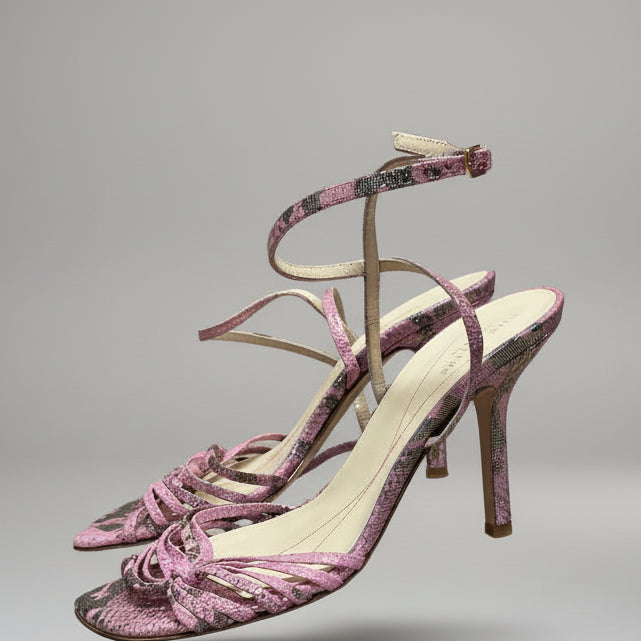 Kate Spade pink metallic lizard sandal, size 8.5